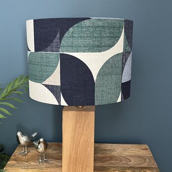 Reno Mineral Navy Blue Retro Style Drum Lampshades, 7 of 9