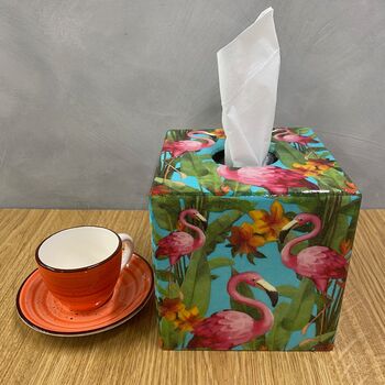 Wooden Tissue Box Cover Flamingo, 2 of 3