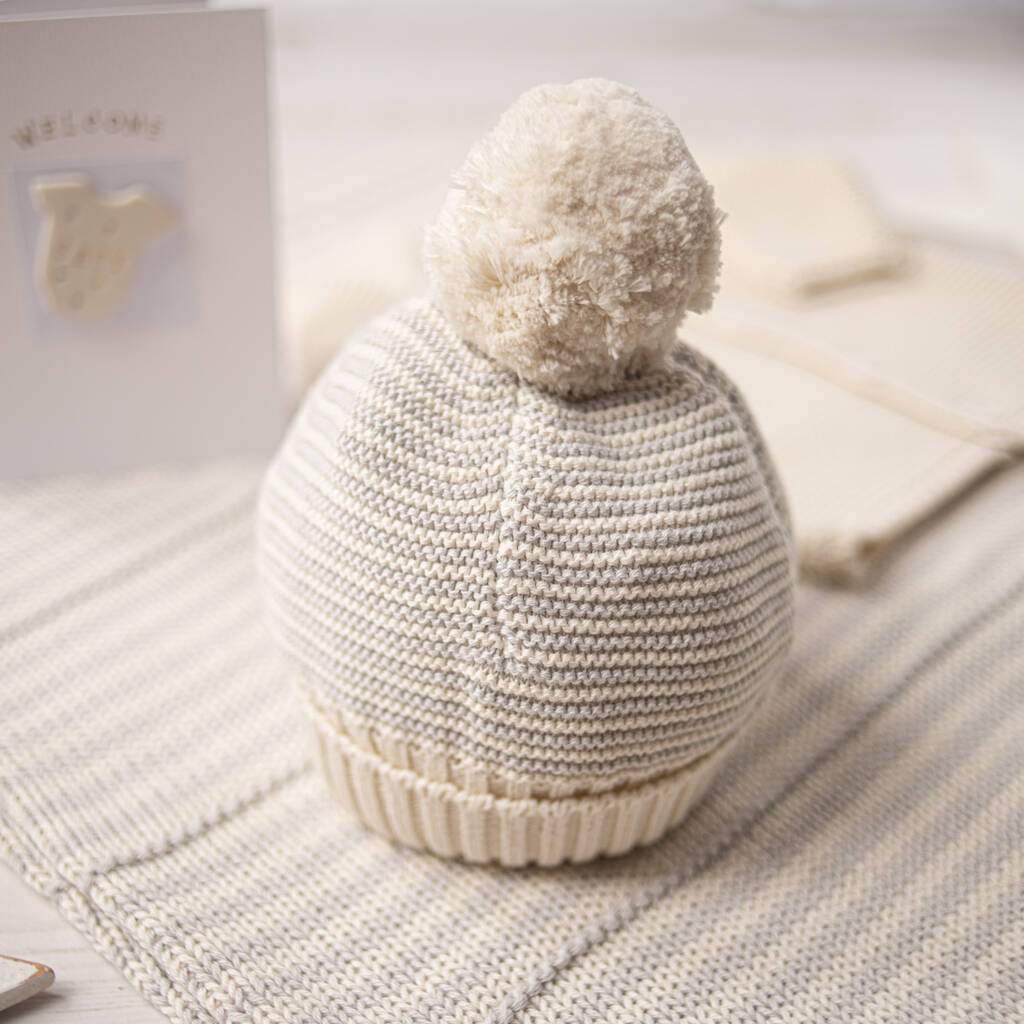 baby grey bobble hat