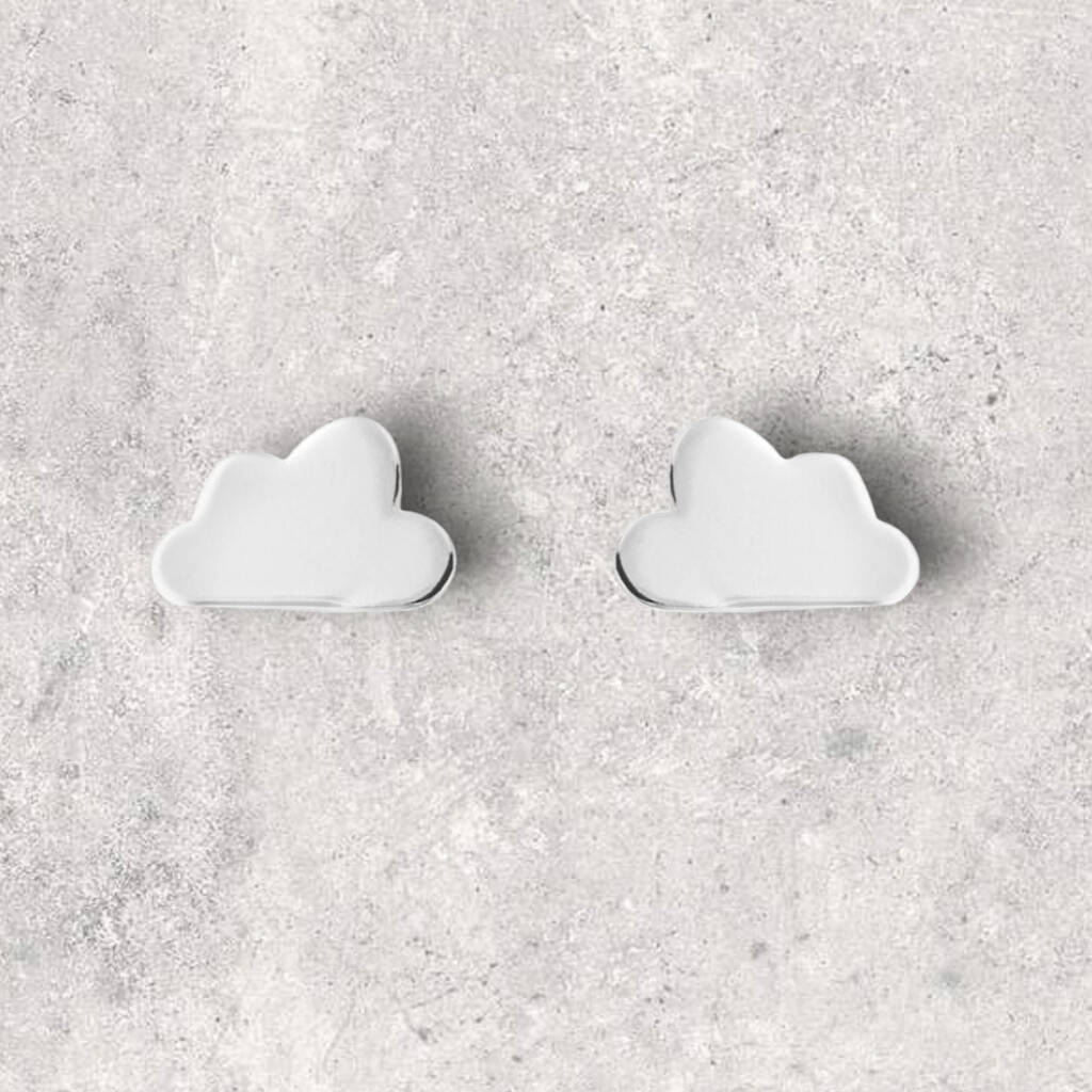 Little Cloud Stud Earrings In Sterling Silver By Songs of Ink and Steel