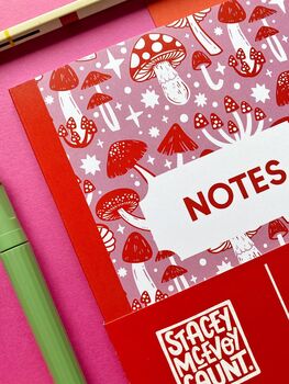 Pink And Red Mushroom Notebook, 2 of 4
