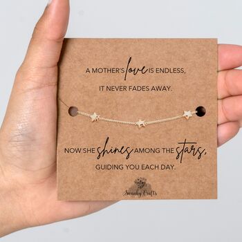 Mom Memorial Gift With A Gold Plated Or Silver Plated Star Bracelet And Card, 2 of 4