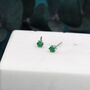 Emerald Green Cz Stud Earrings In Sterling Silver, thumbnail 5 of 12