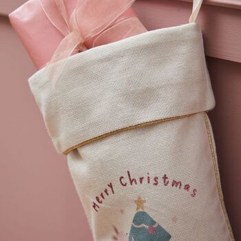 Personalised Pink Christmas Cream Gift Stocking, 3 of 4
