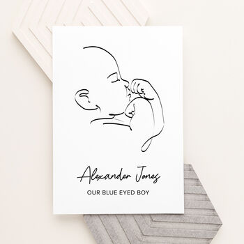 Personalised Line Art Relaxed Baby Print, 4 of 12