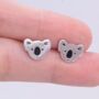 Koala Bear Stud Earrings In Sterling Silver, thumbnail 3 of 7