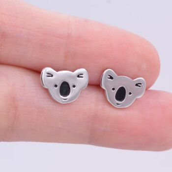 Koala Bear Stud Earrings In Sterling Silver, 3 of 8