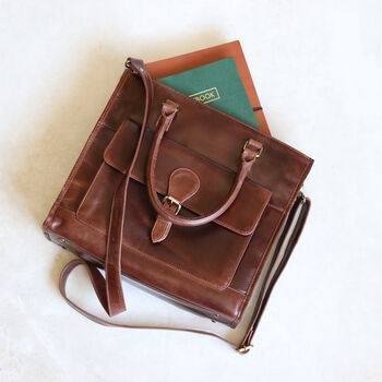 Brown Leather Pocket Tote Bag, 2 of 5