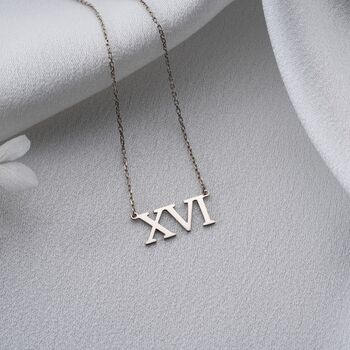 Personalised 'Special Date' Roman Numeral Necklace, 3 of 8