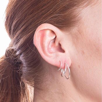 Oxidised Silver Illusion Triple Hoop Earrings, 2 of 5