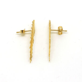 Gold Plated Fern Stud Earrings, 6 of 9