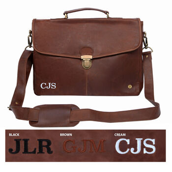 Personalised Leather Yale Clip Up Satchel, 3 of 8