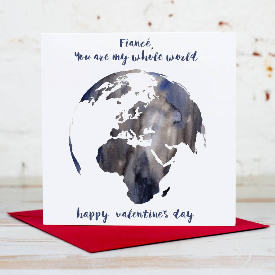 Fiancé You Are My Whole World Valentines Day Card By Yellowstone Art Boutique 4220