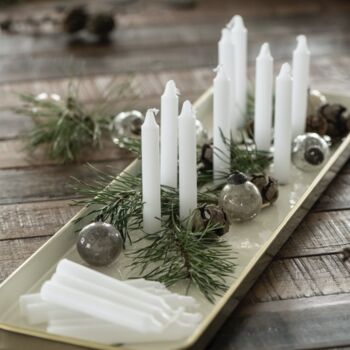 Pack Of Ten White Tapered Slim Candles, 2 of 3