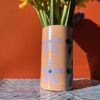 Flower Hand Painted Cylinder Vase, 4 of 7
