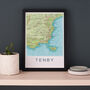 Framed And Personalised Tenby Map Print, thumbnail 7 of 7