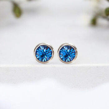 Sterling Silver September Sapphire Birthstone Stud Earrings, 3 of 9