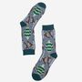 Men's Rugby Bamboo Socks In Grey And Green, thumbnail 2 of 2