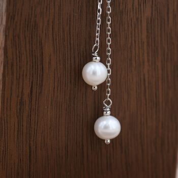Sterling Silver Genuine Pearl Lariat Necklace, 2 of 12