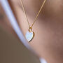 Yellow Gold Plated Mother Of Pearl Heart Necklace, thumbnail 2 of 10