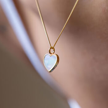 Yellow Gold Plated Mother Of Pearl Heart Necklace, 2 of 10