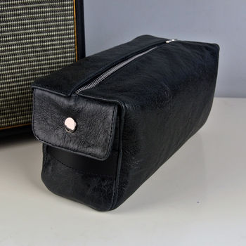 Personalised Black Leather Wash Bag, 2 of 4