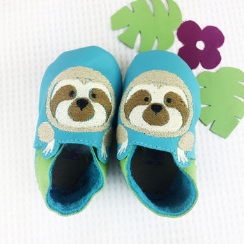 Personalised Emroidered Sloth Baby Shoes, 2 of 4