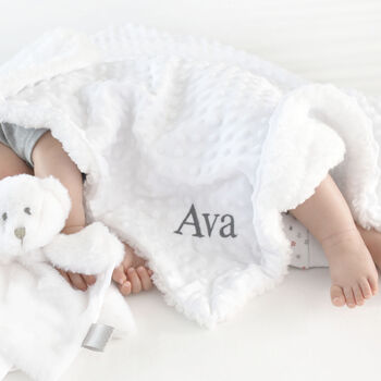 Personalised White Bobble Sherpa Baby Blanket, 2 of 8