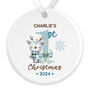 Baby's First Christmas Ceramic Bauble In Pink Or Blue, thumbnail 5 of 7