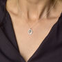 Halo Birthstone Necklace Turquoise December, thumbnail 3 of 7