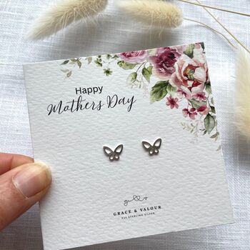 Sterling Silver Butterfly Stud Earrings – Sentimental Mother’s Day Jewellery Gift For Mum, 2 of 11