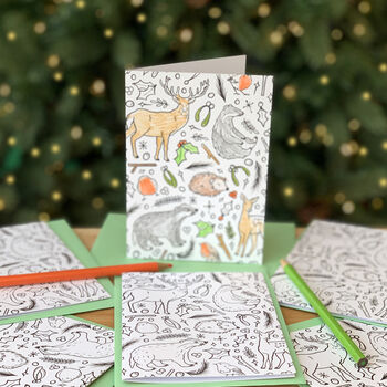 Colouring In Christmas Card Activity Pack Of 12, 2 of 9