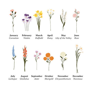 Personalised Fourth Anniversary Print With Couples Birth Flowers, 4 of 5