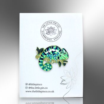 Chameleon Green Lizard Enamel Pin, 4 of 8