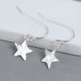 Sterling Silver Hammered Star Drop Earrings, thumbnail 3 of 6