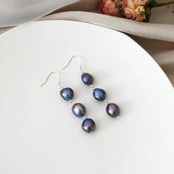 Shanelle Ivory Silver Pearl Waterfall Charm Gift Earrings, 3 of 4