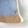 Stone Washed Denim + Vegan Cork Leather Rope Bag, thumbnail 2 of 6