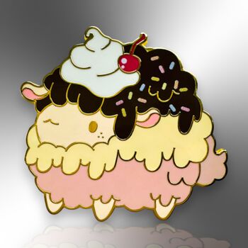 Sundae Cotton Puff Sheep Hard Enamel Pin, Gifts For Kids, 3 of 8