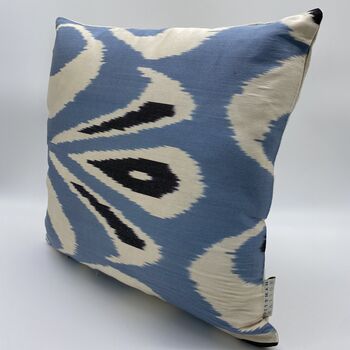 Ikat Silk Cushion Pale Blue Abstract Ikat, 6 of 11
