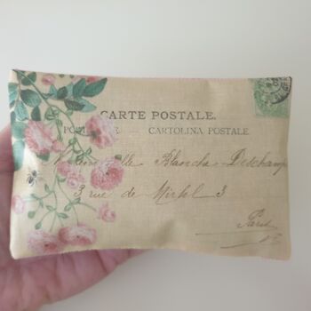 Handmade Lavender Sachet With French Postcard Rose Print Design, Thoughtful Birthday Gift For Friends, 8 of 9