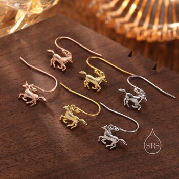 Sterling Silver Cute Horse Dangle Hook Earrings, 5 of 9