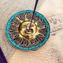 Smiling Gold Sun Incense Stick Holder Ash Catcher, thumbnail 1 of 8