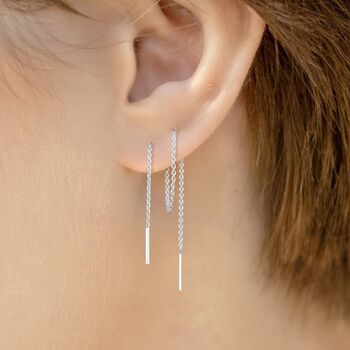 Chain Gold Plated Silver Threader Earrings, 9 of 12