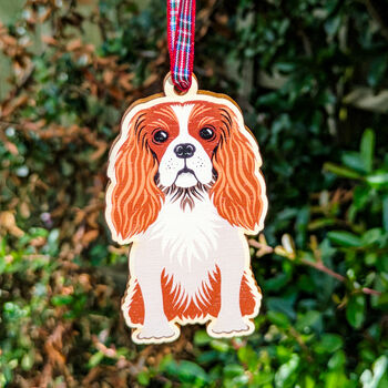 King Charles Spaniel Hanging Wooden Christmas Decoration, 5 of 7