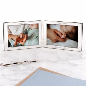 Personalised Silver Plated Landscape Double Photo Frame, 2 of 7