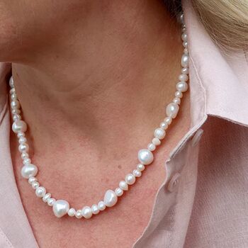 Multi Freshwater Pearl Hand Threaded Necklace With Oversized Clasp, 2 of 5
