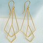 Art Deco Rose/Gold Plated Sterling Silver Drop Earrings, thumbnail 1 of 4