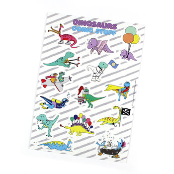 Dinosaur Sticker Sheet Pack Of Three Sheets A5, 3 of 5