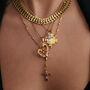 18 K Gold Colourful Cross Gemstone Rosary Necklace, thumbnail 2 of 8