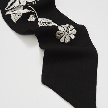 Floral Bohemian Embroidered Black Scarf, 2 of 4